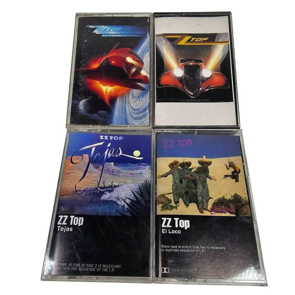 ZZ TOP Lot of 4 Cassette Tapes - Afterburner Eliminator El Loco Tejas